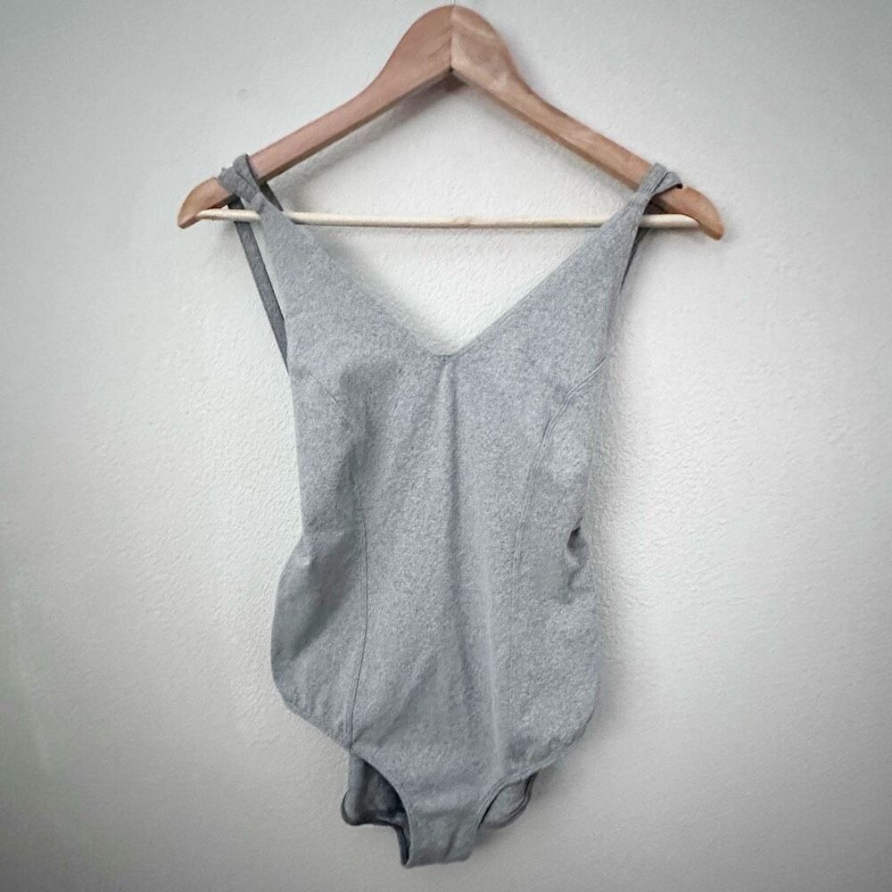 FREE PEOPLE FP MOVEMENT | Heather Gray Bodysuit Criss Croas Back | Size Medium‎